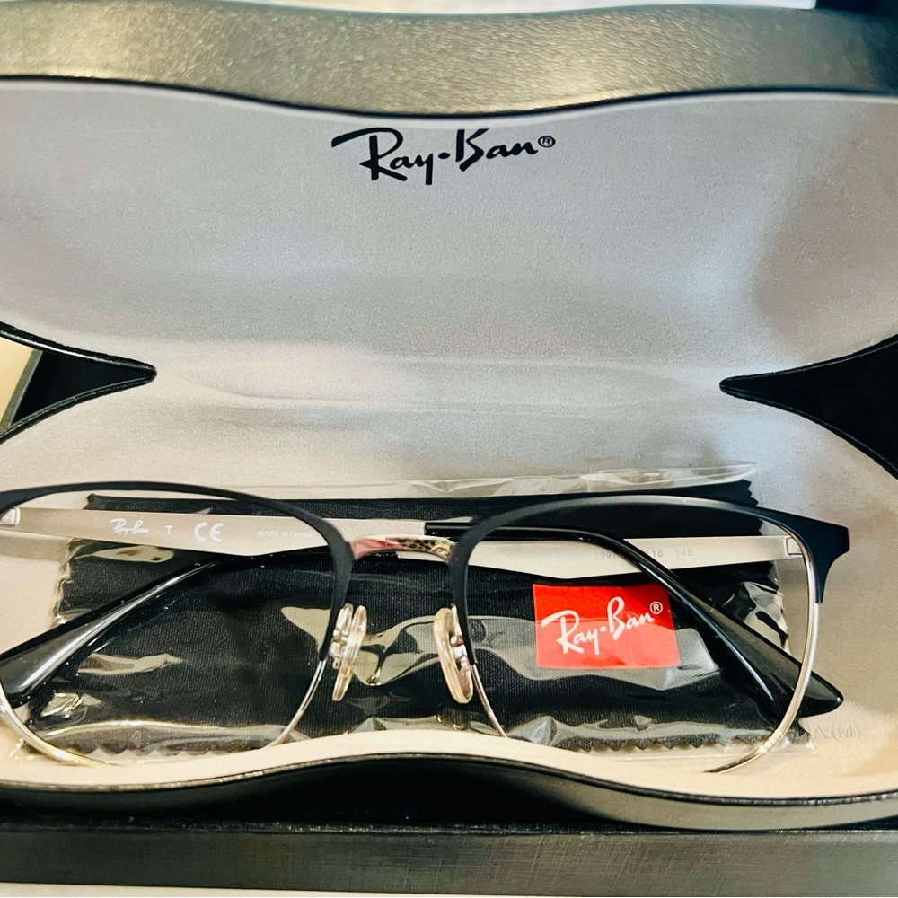 Ray-Ban Black and Silver Men’s EyeGlass  Frame With Case. NWOT - Picture 4 of 8